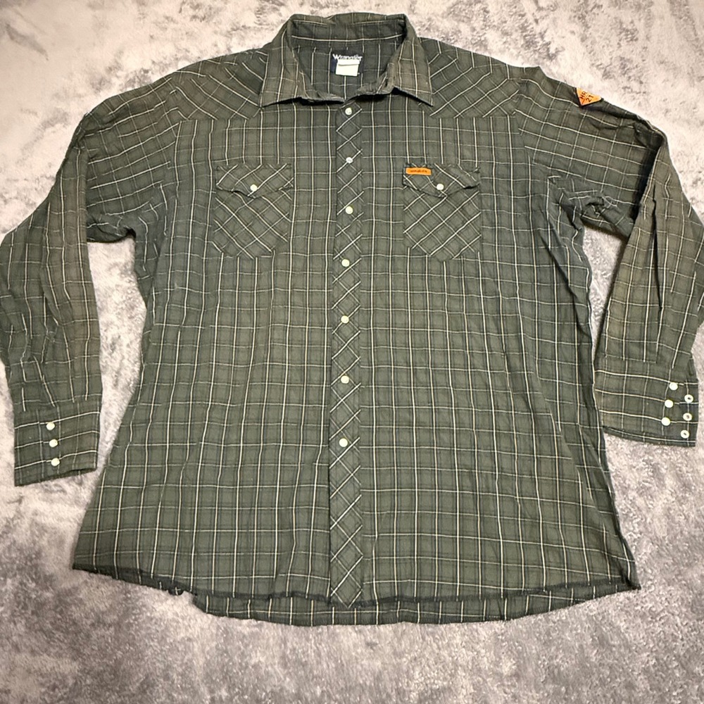 Wrangler‎ Western Shirts Mens 2XLT Plaid Snap Front Work Shirt